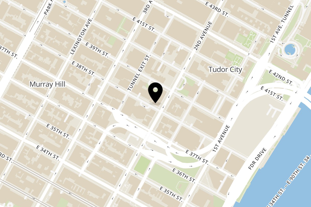 Map showing the location of Abitino's Pizza Midtown East on 707 2nd Avenue in New York